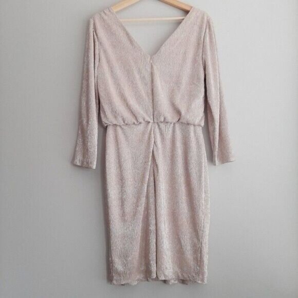 CALVIN KLEIN Metallic Shimmer Long Sleeve Dress Sz 8 - Picture 7 of 12